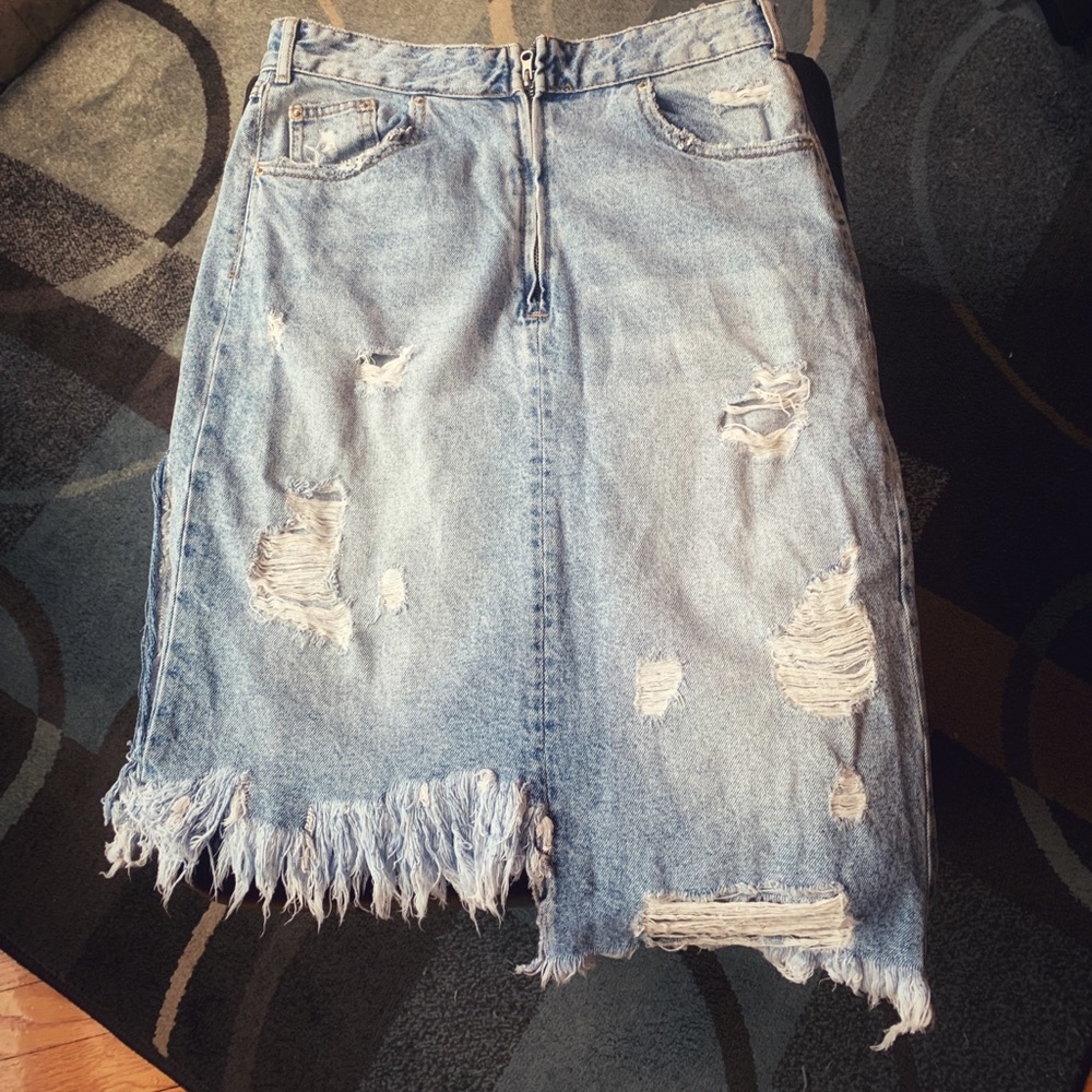 Zara Distressed Jean Skirt